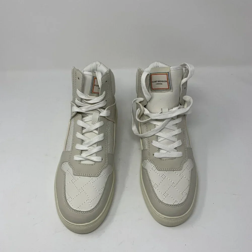 Kurt Geiger London Laney‎ Hi-Top Sneakers Men's 8 Beige Leather Lace Up S0682